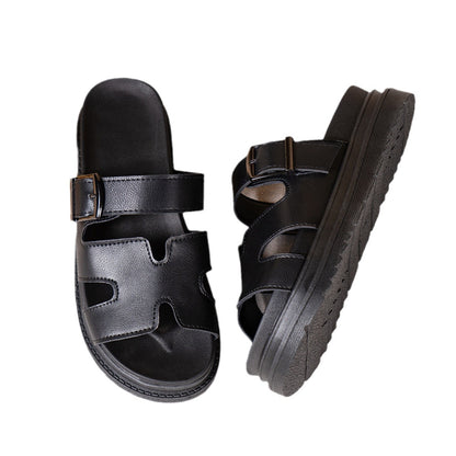 Women's All-match Thick Bottom Buckle Solid Color Leisure Sandals