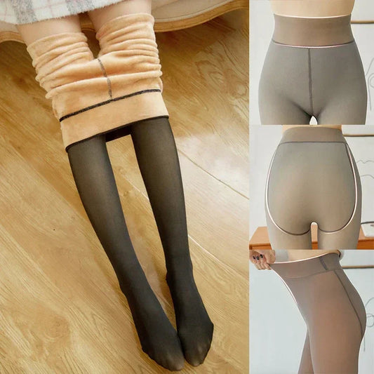 2024 Black Women Tights Winter Fake Translucent Pantyhose Elastic Tights Warm Fleece Thick Pantyhose Stockings Medias Invierno