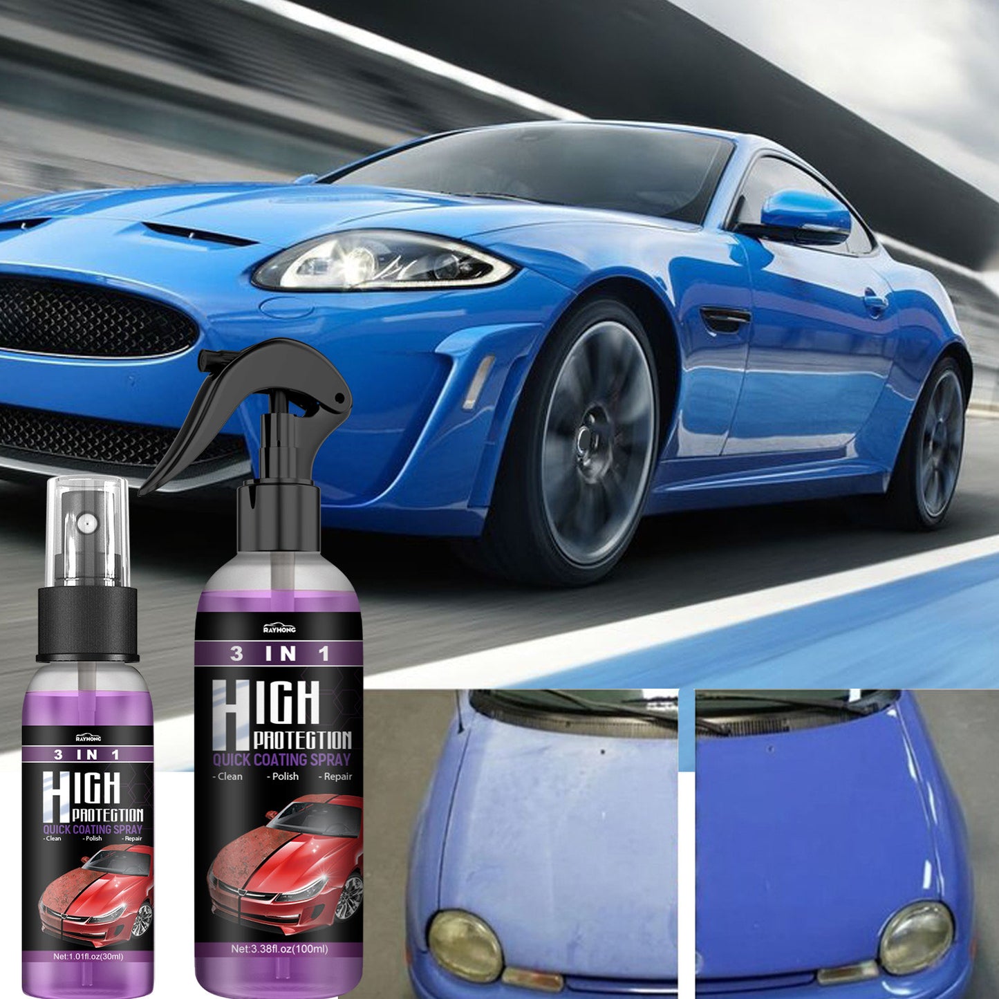 InstaShine ™ - 3 in 1 High Protection Fast Auto Ceramic / Wax Paint Spray